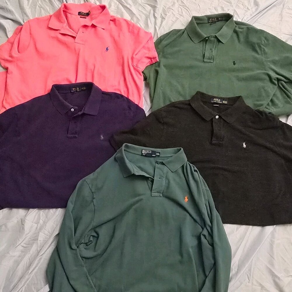 Polo Ralph Lauren Lot of 5 Mens XL XXL Classic Fit Polo Shirts Recent Style